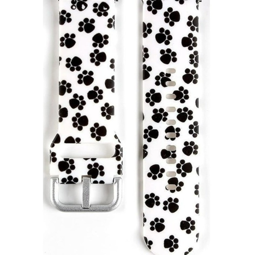 Paw Print‎ Fitbit Charge 3 Accessory Band White Silicone Replacement Strap